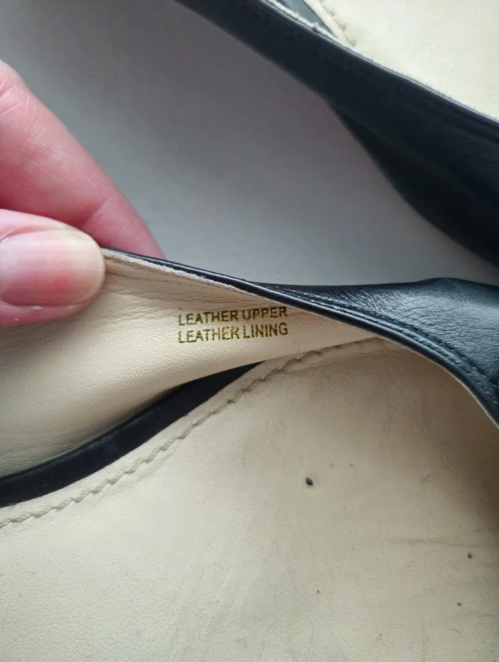 Vera Wang Lavender Black Leather Ballet Flats with Crystal Flower Appliqué